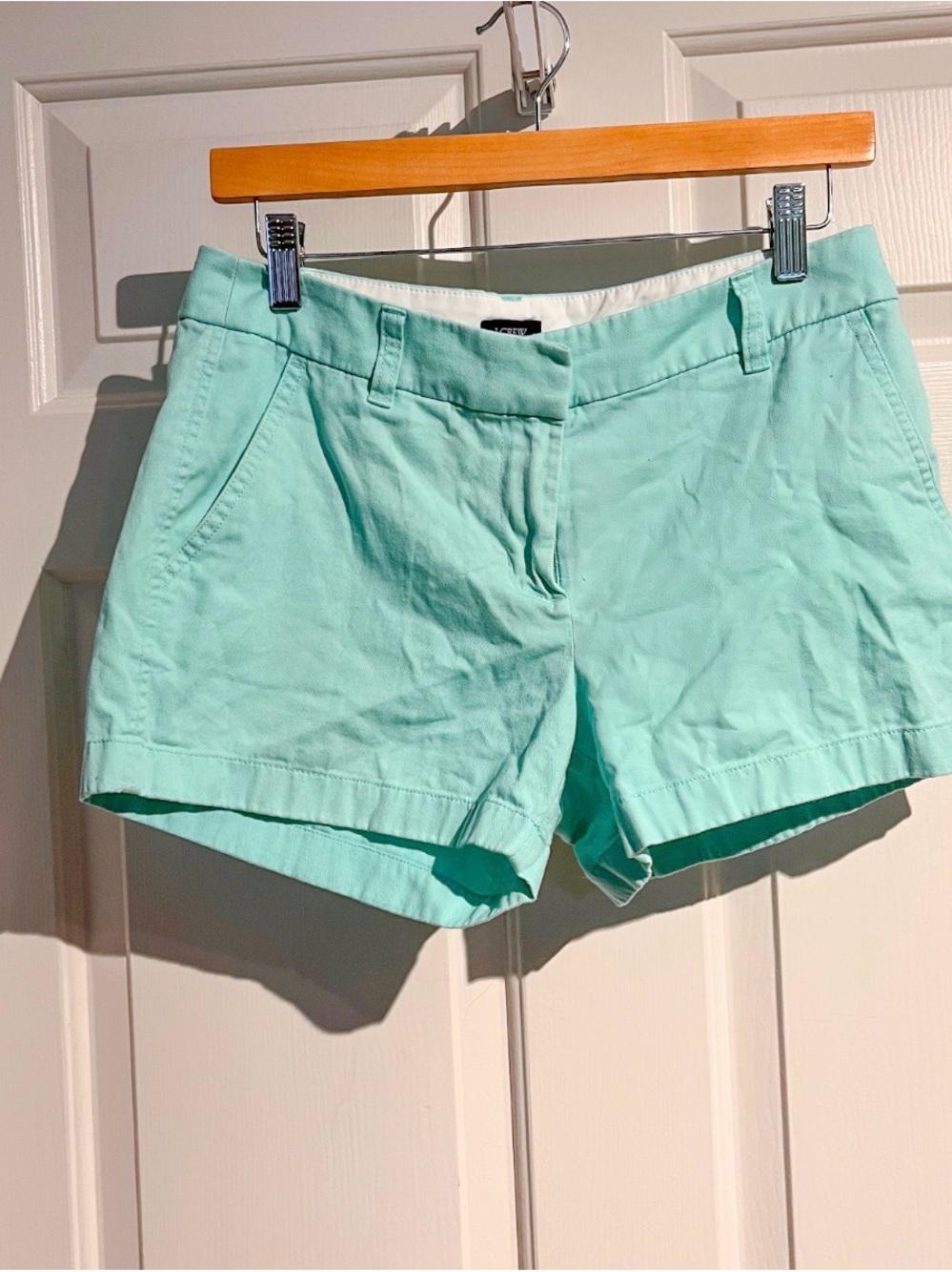 J. Crew Womens Broken-In Chino Shorts Size 4 S , Mint Green 100% Cotton